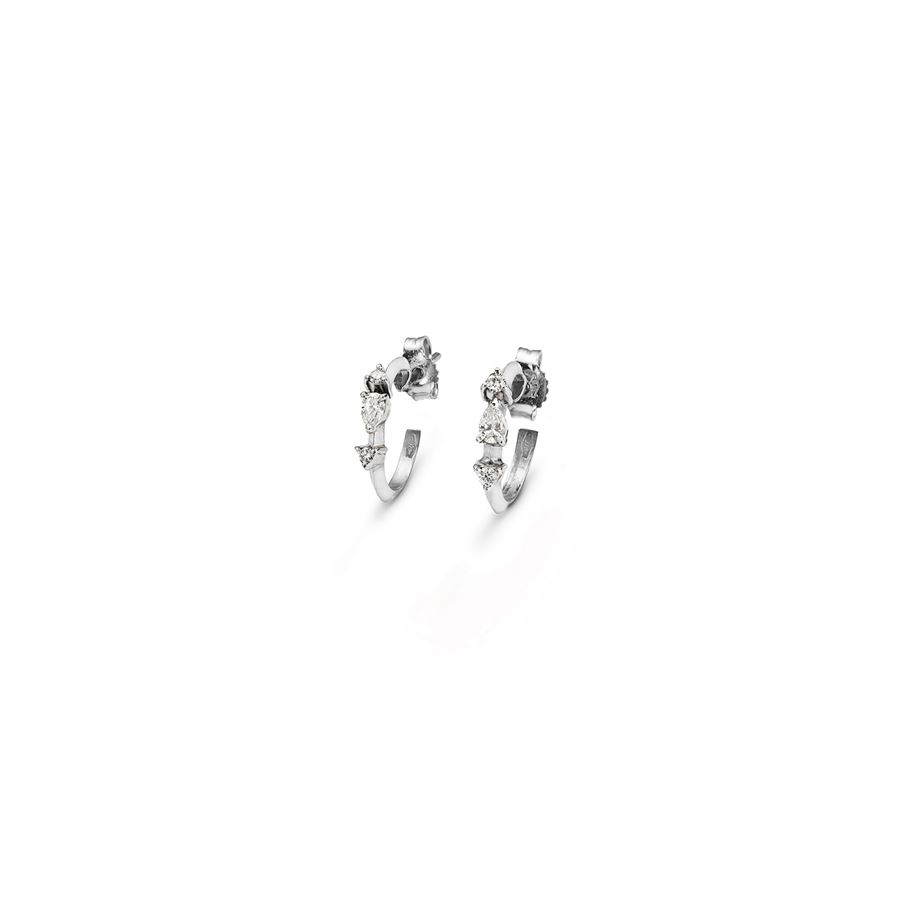 White gold 'Balance' hoop earrings with diamonds BALANCE | OR XS GC/TO-P/FARAU18B CT. 0,18 + 0,08